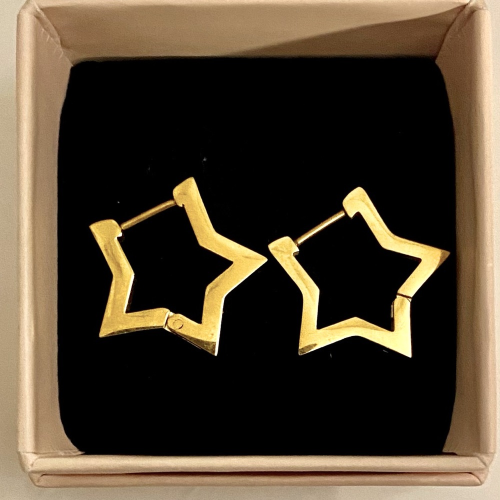 Gold Star Huggie Hoop Earrings